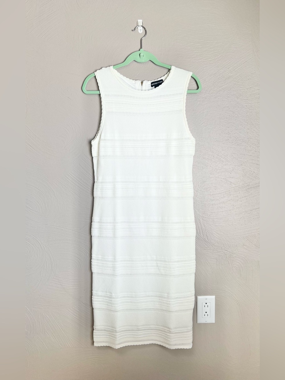 Whitney Port Ivory Pointelle Column Knit Dress